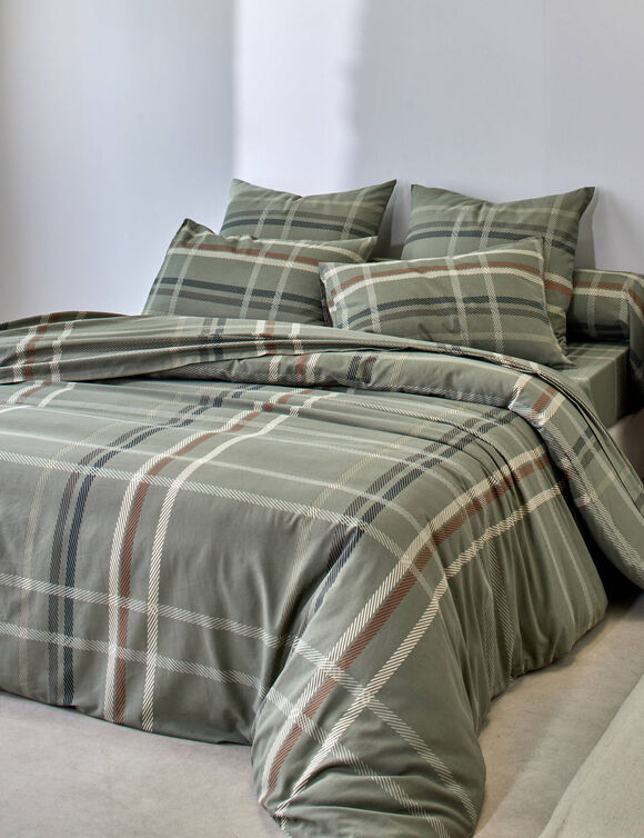 Linge de lit Karl imprimé écossais, en coton  (vert) Linge de lit Karl imprimé écossais, en coton  (vert)